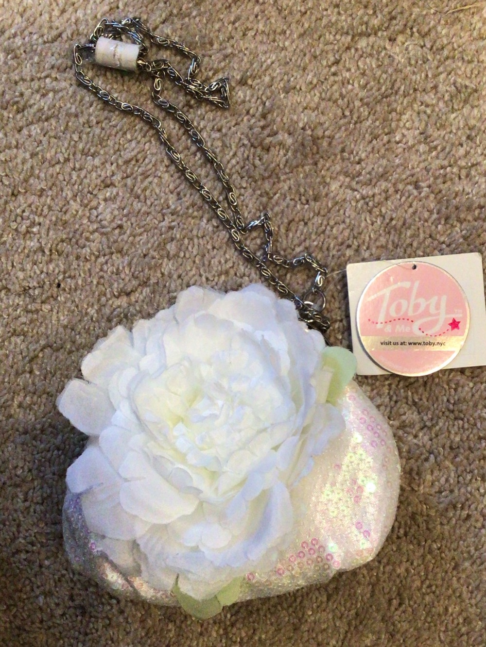 Toby girls White Floral Sequin purse